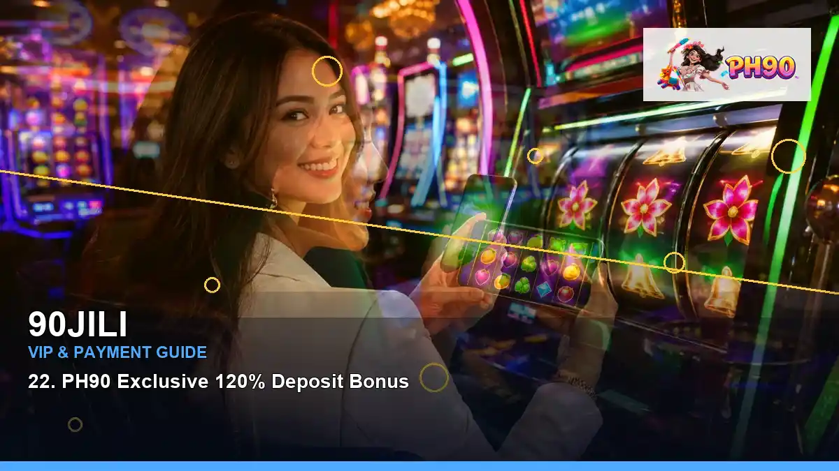 90JILI lucky reels online slot games featuring an adult Filipina casino host with a layered collage composition