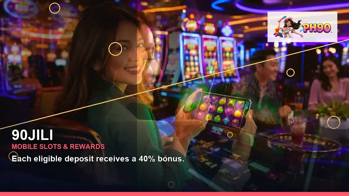 90JILI high-energy VIP casino rewards in a left-diagonal layout for Philippine players