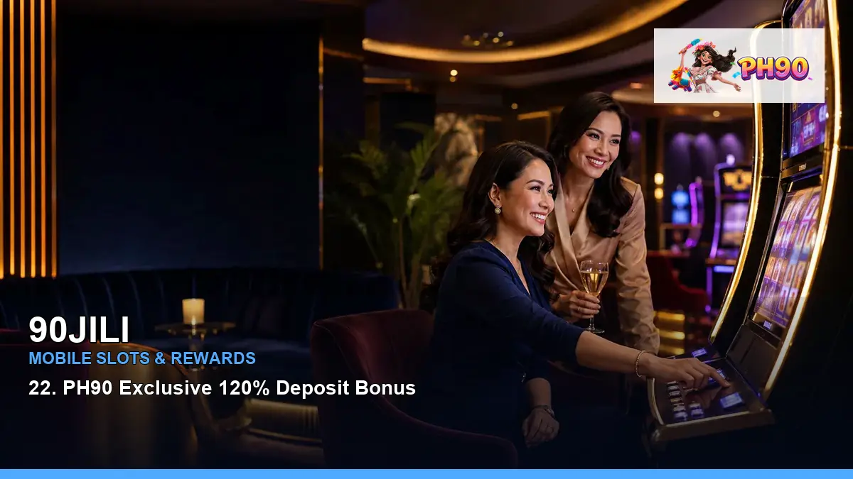 90JILI VIP casino rewards featuring an adult Filipina casino host with a vivid composition