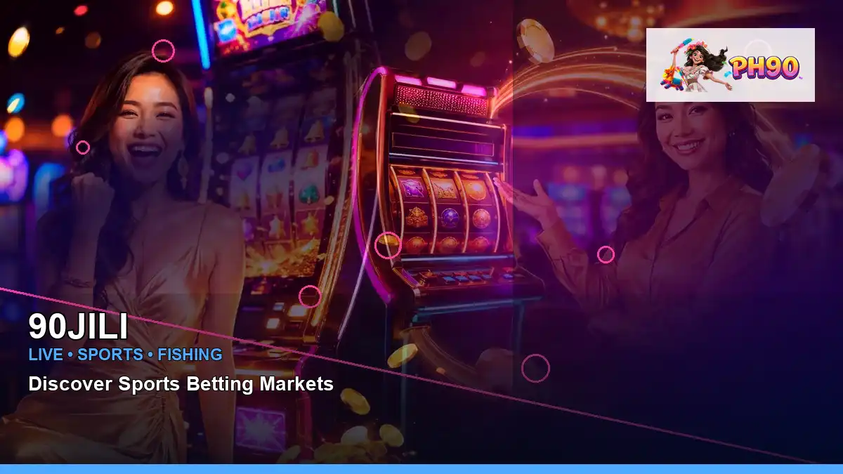 90JILI neon jackpot slot games featuring an adult Filipina casino host with a left close-up composition
